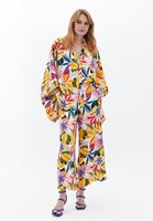 Bayan Çok Renkli Floral Desenli Straight-Fit Pantolon