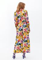 Bayan Çok Renkli Floral Desenli Straight-Fit Pantolon