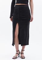 Women Grey High Rise Gathered Skirt 