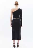 Women Grey High Rise Gathered Skirt 