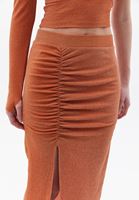 Women Orange High Rise Gathered Skirt 