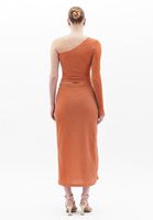 Women Orange High Rise Gathered Skirt 