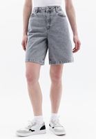 Women Grey Mid Rise Denim Shorts