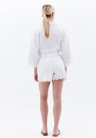 Bayan Beyaz Keten Karışımlı Mini Şort ( TENCEL™ )