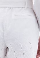 Bayan Beyaz Keten Karışımlı Mini Şort ( TENCEL™ )