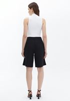 Bayan Siyah Keten Karışımlı Bermuda Şort ( TENCEL™ )