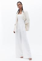 Bayan Krem Keten Karışımlı Wide-Leg Tulum ( TENCEL™ )