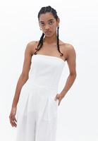 Bayan Krem Keten Karışımlı Wide-Leg Tulum ( TENCEL™ )