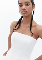 Bayan Krem Keten Karışımlı Wide-Leg Tulum ( TENCEL™ )