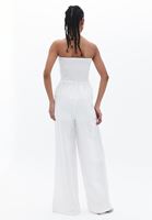 Bayan Krem Keten Karışımlı Wide-Leg Tulum ( TENCEL™ )