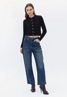 Bayan Siyah Düğmeli Triko Hırka