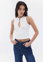 Bayan Krem Yaka Detaylı Crop Atlet