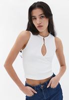 Bayan Krem Yaka Detaylı Crop Atlet