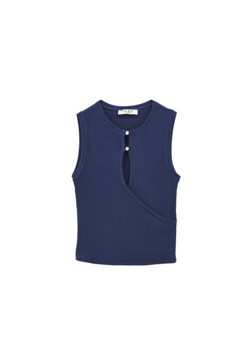 Yaka Detaylı Atlet ve Yırtmaçlı Etek Kombini