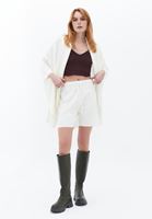 Bayan Krem Fermuar Detaylı Hırka