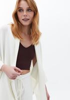 Bayan Krem Fermuar Detaylı Hırka