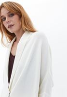 Bayan Krem Fermuar Detaylı Hırka