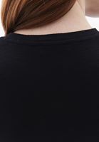 Bayan Siyah Sıfır Yaka Crop Tişört