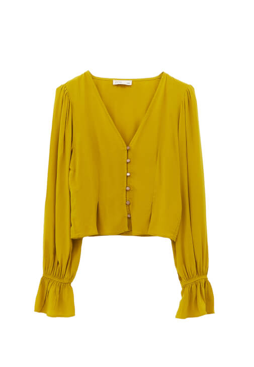 Düğmeli Crop Bluz ve Şort Kombini