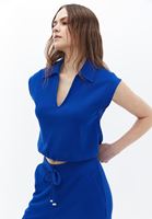 Polo Yaka Crop Tişört