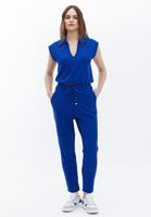 Bayan Mavi Polo Yaka Crop Tişört