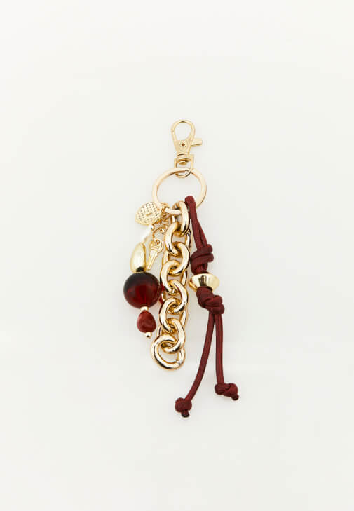 Bordo Charm Detaylı Çanta Aksesuarı