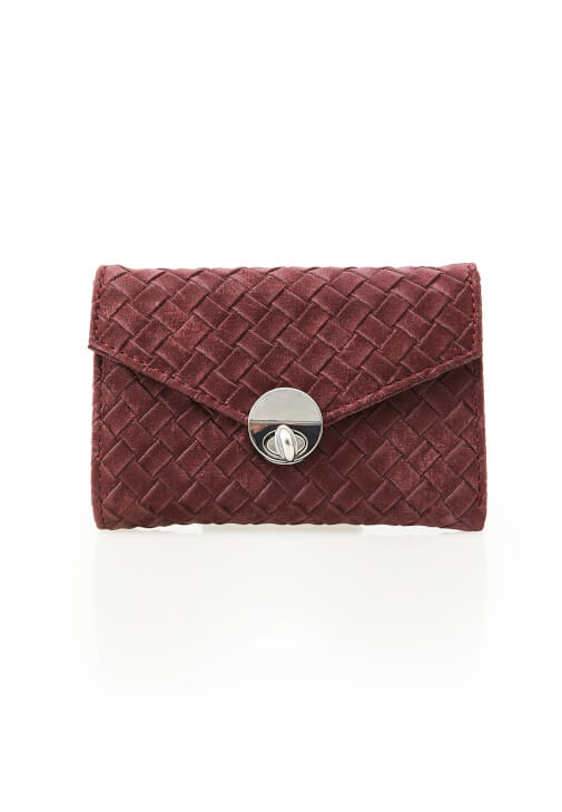 Bordo Tokalı Süet Cüzdan