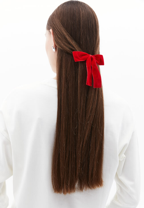 Kırmızı Fiyonk Detaylı Saç Tokası