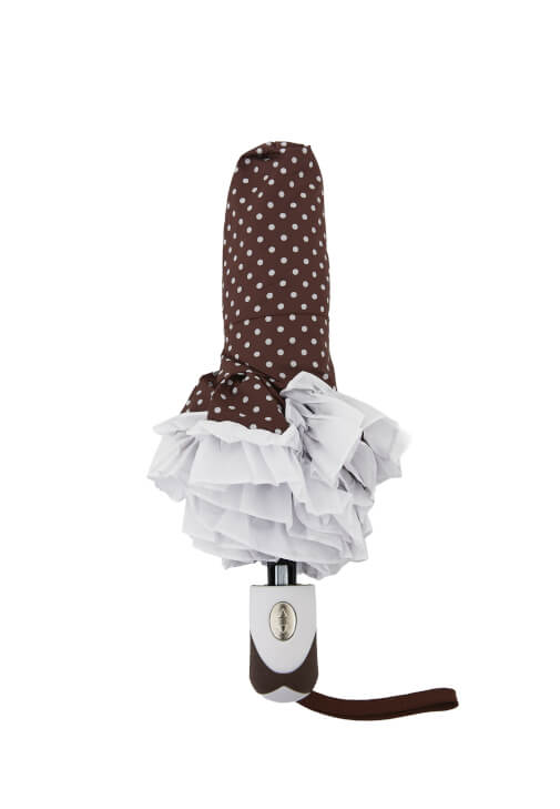 Kahverengi Fırfır Detaylı Şemsiye