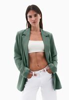 Bayan Yeşil Keten Karışımlı Blazer Ceket