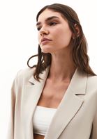 Bayan Bej Keten Karışımlı Oversize Ceket