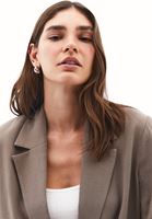 Bayan Kahverengi Keten Karışımlı Oversize Ceket