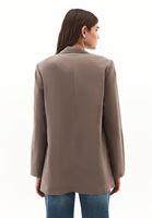 Bayan Kahverengi Keten Karışımlı Oversize Ceket