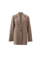 Bayan Kahverengi Keten Karışımlı Oversize Ceket