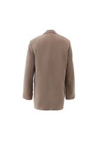 Bayan Kahverengi Keten Karışımlı Oversize Ceket