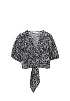 Bayan Çok Renkli Modal Bağlamalı Bluz 