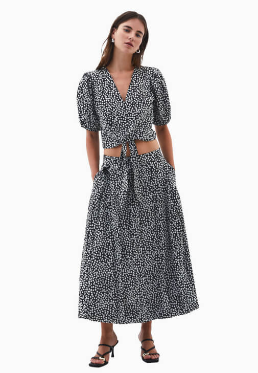 Çok Renkli Modal Yüksek Bel Balon Etek