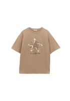 Bayan Bej Boyfriend Baskılı Tişört