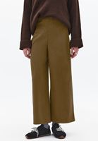 Bayan Kahverengi Süet Wide-Leg Pantolon