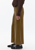 Bayan Kahverengi Süet Wide-Leg Pantolon