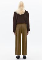 Bayan Kahverengi Süet Wide-Leg Pantolon