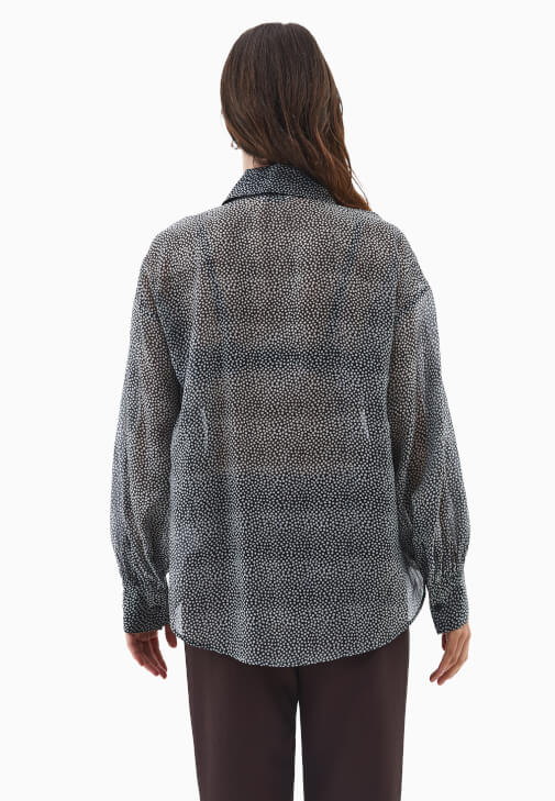 Puantiyeli Gömlek ve Flare Pantolon Kombini