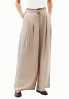 Bayan Bej Yüksek Bel Wide-Leg Pantolon ( TENCEL™ )