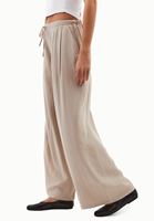 Bayan Bej Yüksek Bel Wide-Leg Pantolon ( TENCEL™ )