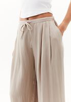 Bayan Bej Yüksek Bel Wide-Leg Pantolon ( TENCEL™ )