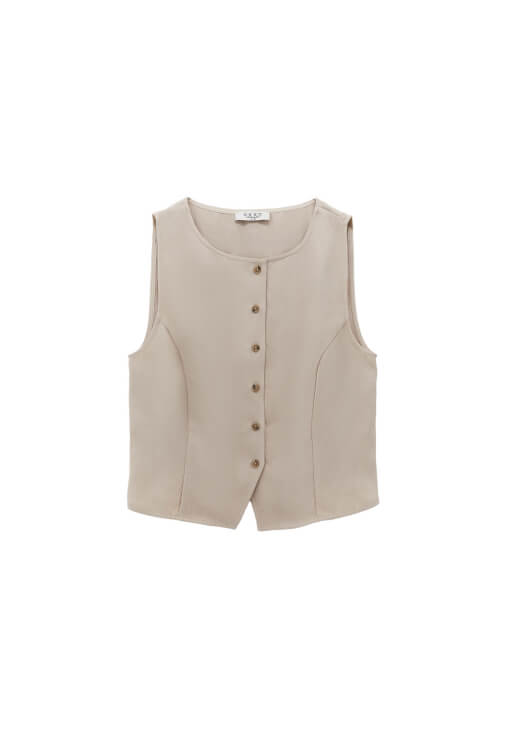 Düğmeli Yelek ve Bol Paça Pantolon Kombini