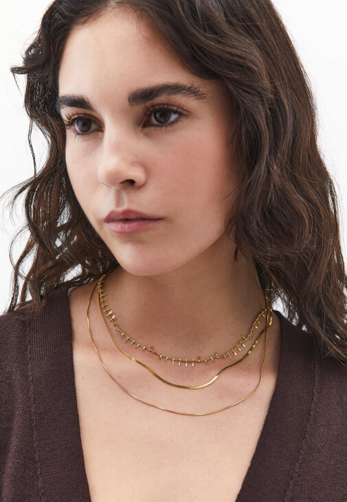 Altın Çelik Çoklu Kolye Seti