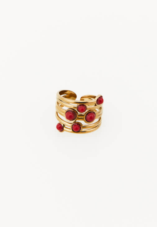 Bordo Taşlı Yüzük