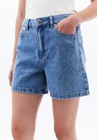 Bayan Mavi Yüksek Bel Denim Şort ( TENCEL™ )