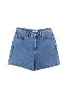 Bayan Mavi Yüksek Bel Denim Şort ( TENCEL™ )